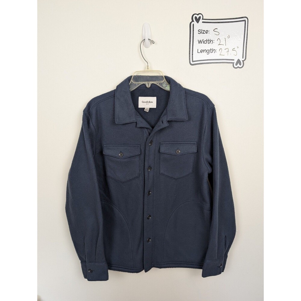 NEW Goodfellow & Co Men's Long Sleeve Fleece Shirt Jacket Dark Blue Small